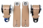 E9782 SEAT BELT SET-RETRACTABLE LAP(ONLY)-GM BUCKLE W-SLEEVES-7 PANEL WEBBING-COLORS-PAIR-72-77