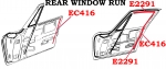 EC416 LINERS-REAR WINDOW RUN-PAIR-COUPE 63-CONVERTIBLE-56-67