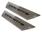 E21328 Sill Plate-Door-Outer-Polished-W/ Carbon Fiber Corvette Inlay-Pair-05-13