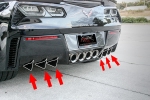 E21857 Diffuser Fins-Rear Bumper-Stainless Steel or Carbon Fiber-6 Pieces-15-17