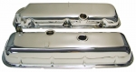 E6055 COVER-VALVE-CHROME-WITH DRIPPERS-WITH SLANT ON LEFT VALVE COVER-IMPORT-PAIR-65-74