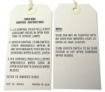 E8447 INSTRUCTION CARD-HEADLAMP OVER-RIDE CONTROL-W-S WIPERS AND W-S WIPER DOOR-68