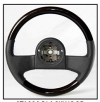 E15258 WHEEL-STEERING-BLACK LEATHER-BLACK ASH WOOD-DIRECT FIT-84-89