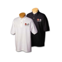 E15483 SHIRT-POLO-CORVETTE CROSSFLAGS-EMBROIDERED EMBLEM-BLACK