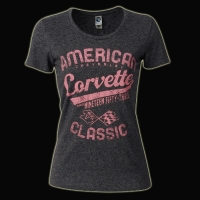 E15610 SHIRT-LADIES-JUNIORS-AMERICAN CLASSIC CORVETTE-BLENDED COTTON-HEATHER BLACK