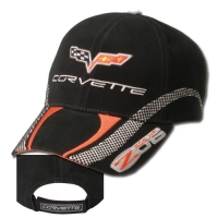 E15683 CAP-C6-Z06 CORVETTE CHECKERBOARD STRIPE-BLACK