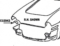 E15943 BONDING STRIP-GRILLE OPENING CORNER-WHITE-LEFT HAND-56-57