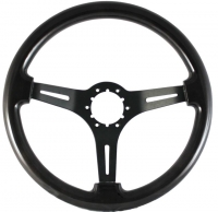 E16378 WHEEL-STEERING-BLACK WOOD FINISH-BLACK SPOKES WITH SLOTS-63-82