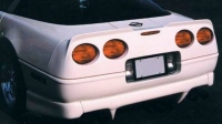 E18086 BUMPER-REAR-FIBERGLASS-HAND LAYUP-UPDATE TO C5 WITH SPOILER-TRUFLEX-IN BLACK FINISH-91-96