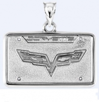 E18856 JEWELRY-LICENSE PLATE-.925 STERLING SILVER-CORVETTE CENTENNIAL