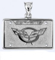 E19386 JEWELRY-LICENSE PLATE-.925 STERLING SILVER-CORVETTE C5 EMBLEM