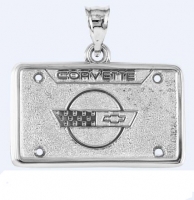 E19388 JEWELRY-LICENSE PLATE-.925 STERLING SILVER-CORVETTE C4 EMBLEM