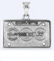 E19390 JEWELRY-LICENSE PLATE-.925 STERLING SILVER-CORVETTE 35TH ANNIVERSARY