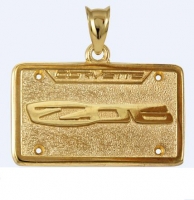 E19396 JEWELRY-LICENSE PLATE-14K GOLD PLATE OVER .925 STERLING SILVER-CORVETTE C6-Z06