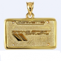 E19398 JEWELRY-LICENSE PLATE-14K GOLD PLATE OVER .925 STERLING SILVER-CORVETTE GRAND SPORT