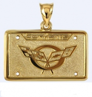 E19403 JEWELRY-LICENSE PLATE-14K GOLD PLATE OVER .925 STERLING SILVER-CORVETTE C5 EMBLEM