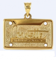 E19408 JEWELRY-LICENSE PLATE-14K GOLD PLATE OVER .925 STERLING SILVER-CORVETTE STING RAY