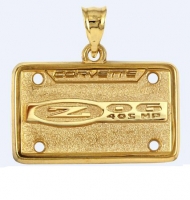 E19409 DISCONTINUED JEWELRY-LICENSE PLATE-14K GOLD PLATE OVER .925 STERLING SILVER-CORVETTE C5 Z06 DISCONTINUED