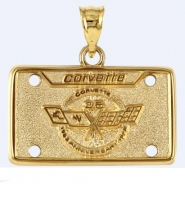 E19410 JEWELRY-LICENSE PLATE-14K GOLD PLATE OVER .925 STERLING SILVER-CORVETTE 25TH ANNIVERSARY