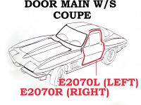 E2070R WEATHERSTRIP-DOOR MAIN-COUPE-USA-RIGHT-63-67