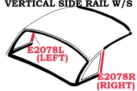 E2078L WEATHERSTRIP-HARDTOP-SIDE RAIL VERTICAL-USA-LEFT-56-62