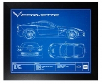 E22817 PRINT-FRAMED-CORVETTE C7 BLUEPRINT PHOTOGRAPH-14-19