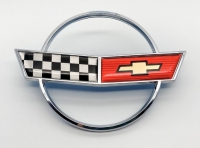 E23863 EMBLEM-FRONT NOSE-RED RH FLAG-CHROME-IMPORT-93-96