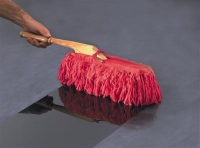 EC581 DISCONTINUED DUSTER-ORIGINAL CALIFORNIA CAR DUSTER-W-STORAGE POUCH AND WOOD HDL.-53-14