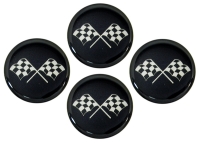 E1532 EMBLEM SET-WHEEL-CROSS FLAG-BLACK-2-SET OF 4