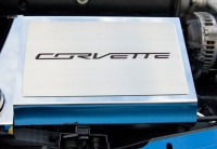 E21883 Cover-Fuse Box-Stainless Steel-Carbon Fiber-Corvette Script-7 Colors-14-17